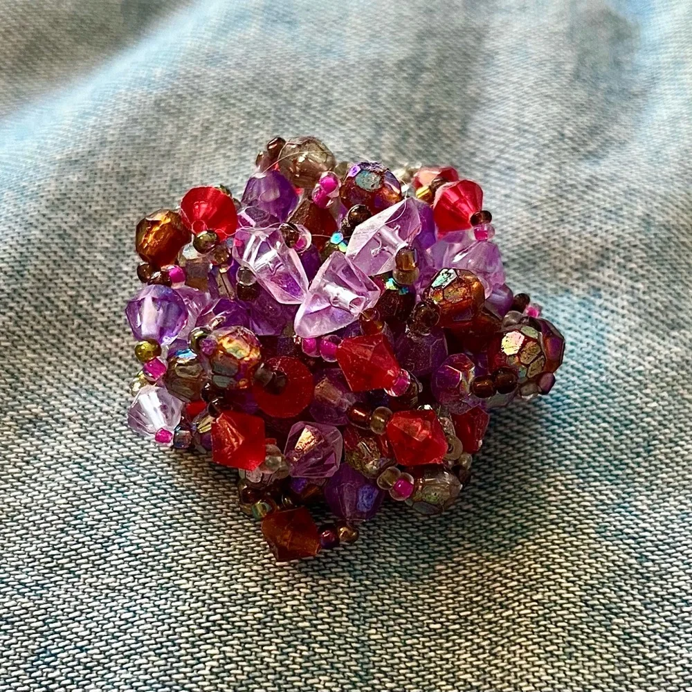 💜 Statement Beaded Ring | Pink & Purple 🩷